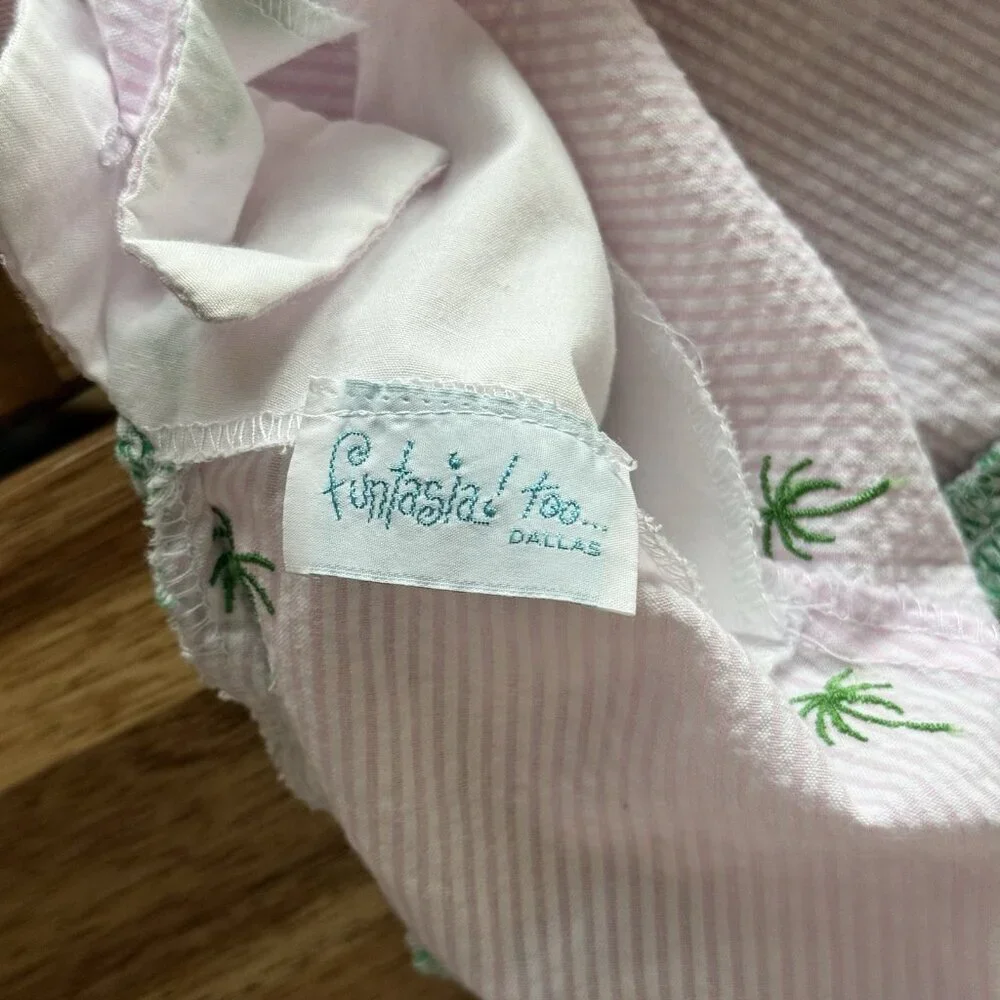 Funtasia Too Pink & White‎ Baby Girls Set Seersucker Size 6 Month Palm Print Bow